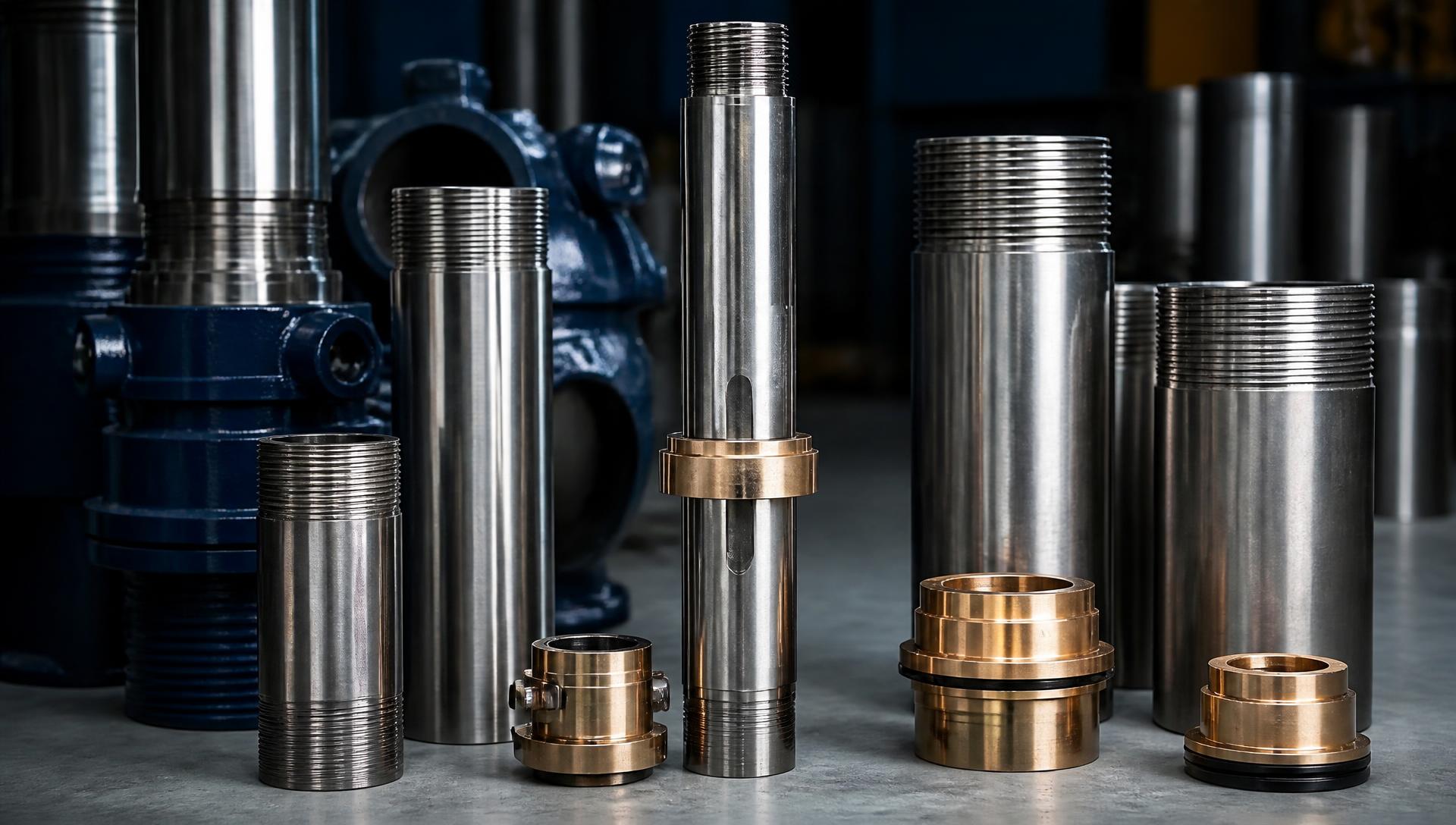 Vertical turbine pump column pipe, lineshaft and bronze bearing components